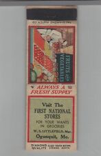 1930s Matchbook Cover Diamond Quality First National Grocery Stores Ogunquit ME picture