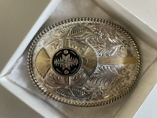 Vintage Montana Silversmiths Silver Plate Belt Buckle Cowboy Western Columbus MT picture