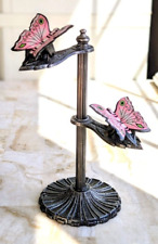 Vintage Allied Brass Butterfly Clip Note Holder Stand ~ Two (2) Pink Butterflies picture