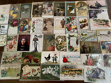 ~Lot of 43 Antique 1900's~Mixed Topics Greetings Postcards~All with stamps-h483 picture