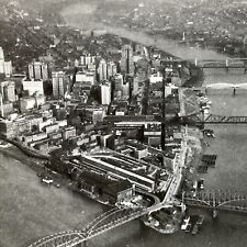 Antique 1920s Pittsburgh Pennsylvania Aerial View Stereoview Photo Card V2608 picture