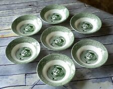 Vtg ROYAL CHINA Old Curiosity Shop Dessert Bowls Set of 7 Pieces Green 5.5 inch picture