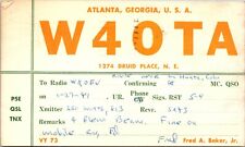Vtg Ham Radio CB Amateur QSL QSO Card Postcard GEORGIA W4OTA ATLANTA 1949 picture