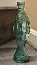 Art Glass Fish Shape Clear Blue Green Glass Bottle picture