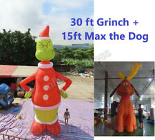 30ft Inflatable Grinch + 15ft Max The Dog Holiday Decoration W/Fan In Stock US picture