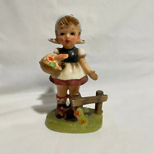 Vintage Norleans Figurine Girl with Basket of Flowers picture