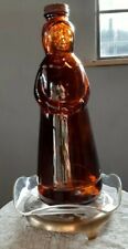 Vintage 1987 Mrs. Butterworth's Brown Amber Glass Syrup Bottle 11 in. metal cap picture