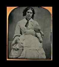 rare breastfeeding / nursing mother - antique 1850s ambrotype photograph picture
