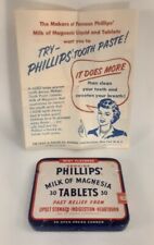 New Old Stock Phillips Milk Of Magnesia Tablets With Original Tin & Paper Insert picture