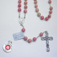 Rhodonite Gemstone Rosary / Sterling Silver picture