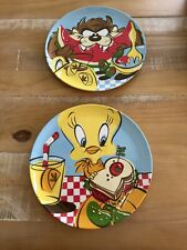 Vintage Pair Of Warner Bros. Looney Tunes Taz & Tweety Bird Melamine 10” Plates picture