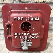 Vintage Simplex Fire Alarm Pull Station Box Red Cast Iron Notifier Curved Edge picture