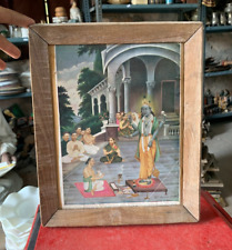 Vintage Artist Signed Original Painting Lithograph Print Of Satyanarayana Framed picture