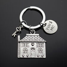 1pc House Warming Four Square Romantic Hearts Keys Keychain You & Me Charms Gift picture