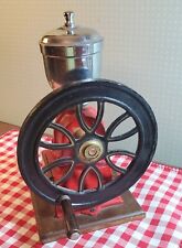 Antique Red Cast Iron Single Wheel MANUAL Coffee Grinder VTG Complete - 12” picture