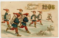 1906 New Year Embossed Polish Postcard Elfs - Post office workers picture