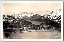 Cordova Alaska AK Postcard RPPC Photo Air View Mountain Winter c1950's Vintage picture