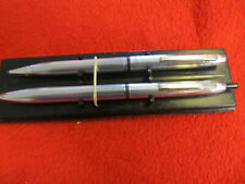 Vintage Kinsey Ribbed Chrome Retractable Pen And Mechanical Pencil Set picture