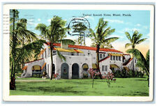 1927 Scene at Typical Spanish Home Miami Florida FL Vintage Posted Postcard picture