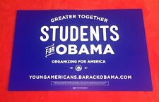 Barack Obama OFFICIAL 2008 2012 Students for Obama Campaign Placard Rally Sign picture