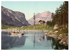 Switzerland, Bernese Oberland, Oeschinensee with hotel vintage albums print, pho picture