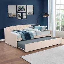 Daybed Frame Twin With Trundle Fully Upholstered Living Room Bedroom Cream picture