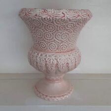 Vintage planter urn pink lace design 8.5