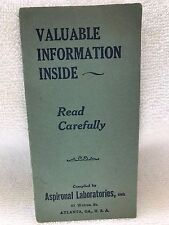 Original Aspironal 16 page booklet-Aspironal Liquid cold remedy-Roosevelt Drug picture