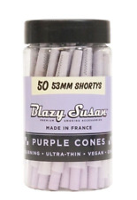 Blazy Susan 53mm Shortys Purple Cones Rolling Papers 50 Pack Pre-Rolled w/Filter picture