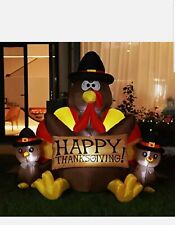 VIVOHOME 6ft Height Happy Thanksgiving Inflatable LED Lighted Turkey Family Blow picture