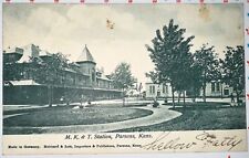 Parsons Kansas M. K. & T. Railroad Station Postcard 1900s picture