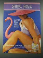 1987 Maybelline Shine Free Tan Accelerator Ad - More Tan, Less Time picture