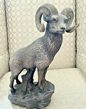 Large Ceramic RAM ROCK STATUE - KY Mold Co 1975, Outdoor Wildlife Hunting Lodge picture