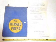 Vintage St. Joseph, Mich. Herald-Press Paper Route Blue Zippered Canvas Bag picture