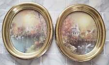 Vintage Homco Home Interiors Oval Swan Pictures Pair Glass Front Frames 1984 Syr picture