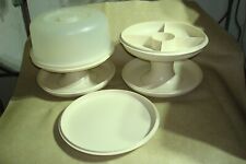 Vintage Tupperware 8 Piece Cake Server Cover Pedestal Stand Trays 1695 1710 1533 picture