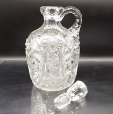 EAPG Vintage Pressed Clear Glass Decanter with Stopper Star Pattern picture