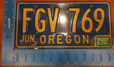 1974 74 OREGON OR LICENSE PLATE TAG FGV 769 - NATURAL STICKER picture
