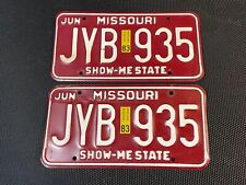 MISSOURI LICENSE PLATE PAIR OF LICENSE PLATES 1983 JUNE JYB 935 picture