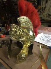 Authentic Replica 18 Guage Brass Captain Medieval Cavalry Roman Helmet picture