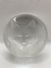 VTG Mats Jonasson Reverse Carved Crystal Racoon Paperweight  Signed Sweden EUC picture