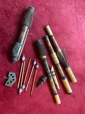 Antique African Bamboo Blow Dart Gun & Darts Little carved guy animal design  picture