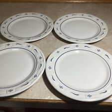 FOUR Longaberger Pottery Woven Traditions Heritage Blue  9” Lunch Plates USA picture
