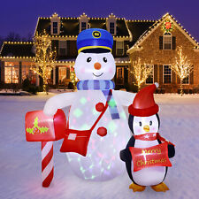 6FT Christmas Inflatable Post Office Snowman with Penguin In/Outdoor Party Decor picture
