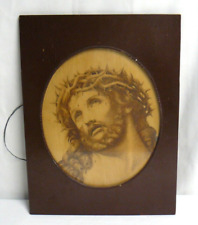 1 of a Kind Jesus Christian Savior Crown Of Thorns Looking Up Wood Frame 16x12