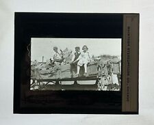 Antique Magic Lantern Glass Slide Children Playing In Dumpster #55 picture