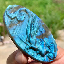 42G Natural beautiful labradorite crystal hand- carved mermaid healing picture