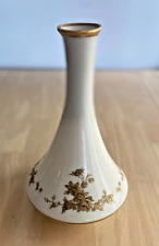MCM 1960's Genie shape  De Hauteville Ivory Gold Floral Porcelain  Vase picture