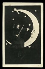 RPPC Photo Little Girl Playing Violin on Prop Paper Moon Shooting Star Music Int picture