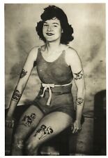 Multi Tattooed Woman in Swimsuit The Amsterdam Tattoo Museum Vintage Postcard picture